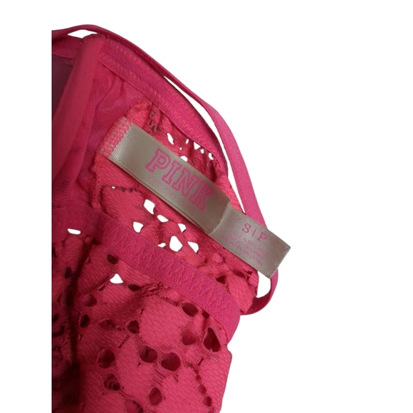 Victoria's Secret Pink Eyelash Lace Push Up Hot Pink Bra Bralette Small/P - Picture 5 of 6